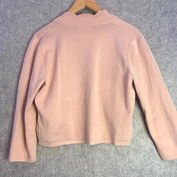 Cable and Guage Blush Pink Scalloped Bolero Sheug Cardigan, Women’s Size Medium - Picture 7 of 12